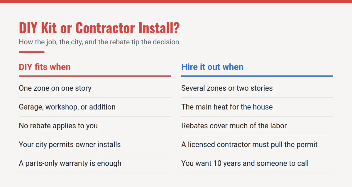 Summary card: DIY Kit or Contractor Install?