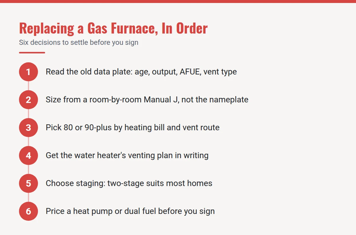 Summary card: Replacing a Gas Furnace, In Order