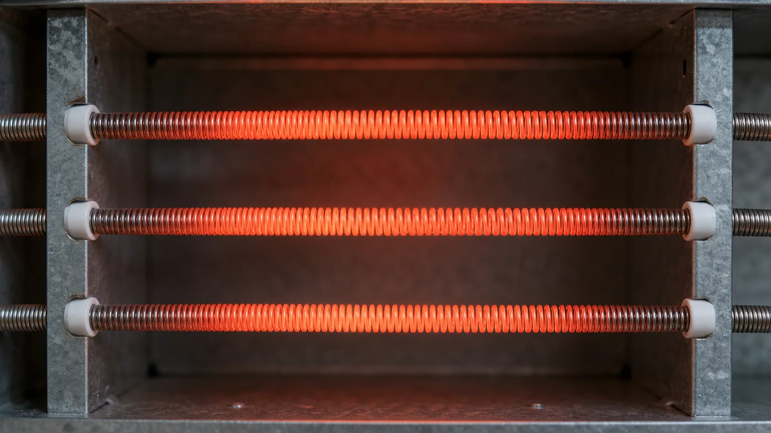 Electric heat strip coils inside an air handler