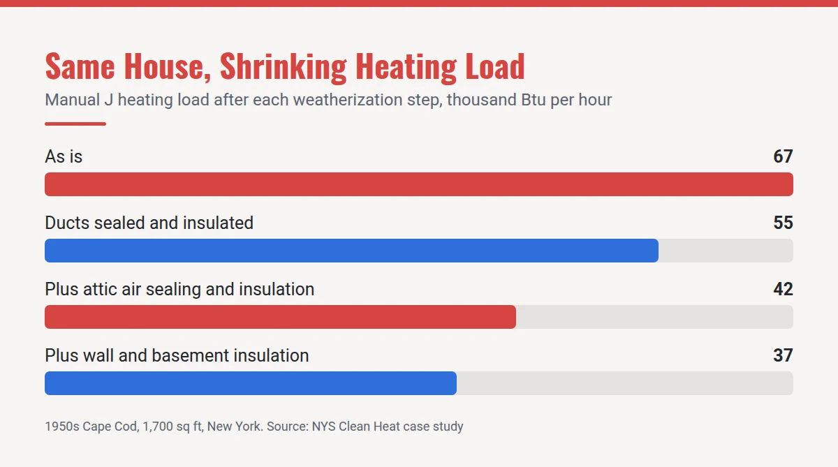 Summary card: Same House, Shrinking Heating Load