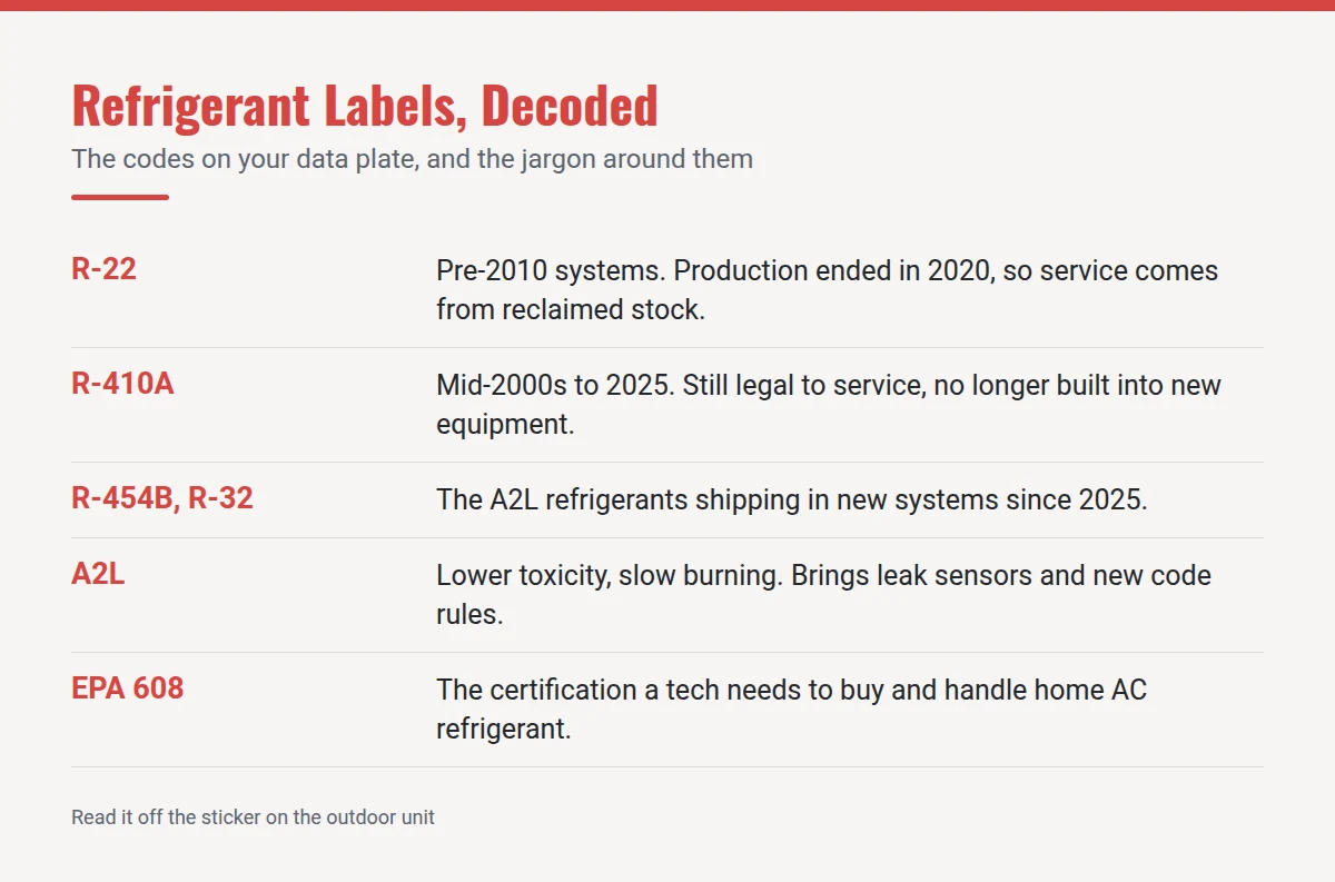 Summary card: Refrigerant Labels, Decoded